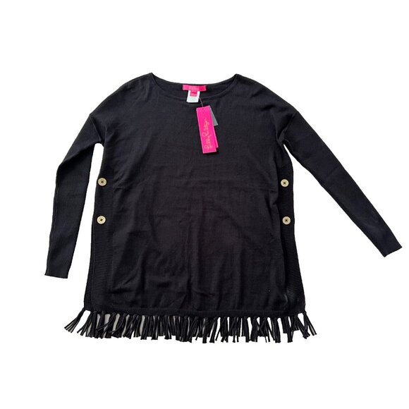 Lilly Pulitzer Ramona Fringe Sweater Black ( XXS ) - Picture 2 of 7
